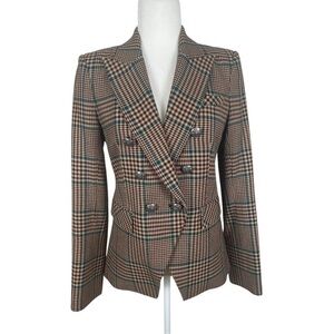 Veronica Beard Plaid Miller Wool Blend Dickey Blazer Jacket Petrol Multi Size 6